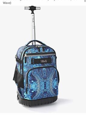 Kids Rolling Backpack Trolley in Blue Marble by